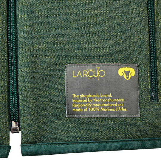 La Routo - Transhumance, pullover vert, écologique et équitable avec laine mérinos biologique française