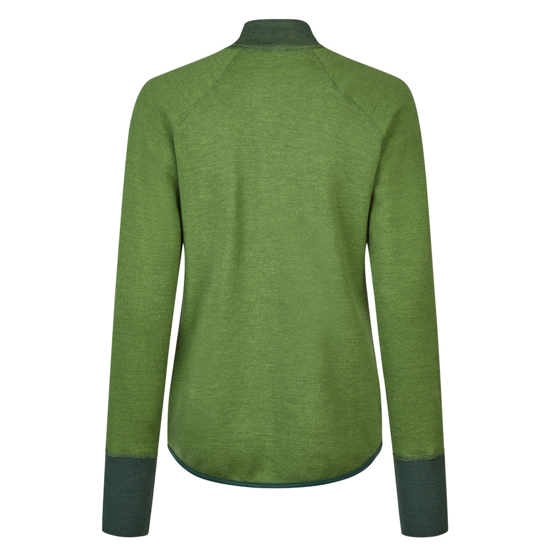 Pullover vert, écologique et équitable avec laine mérinos biologique française, par Transhumance - La Routo